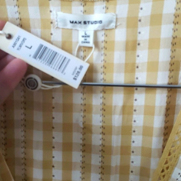 NEW! MAX STUDIO Gingham Puff Sleeve Peasant Dress L - Picture 5 of 8